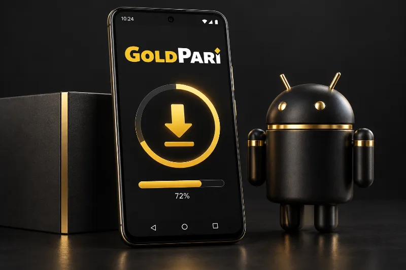 Android phone showing the Gold Pari APK download option