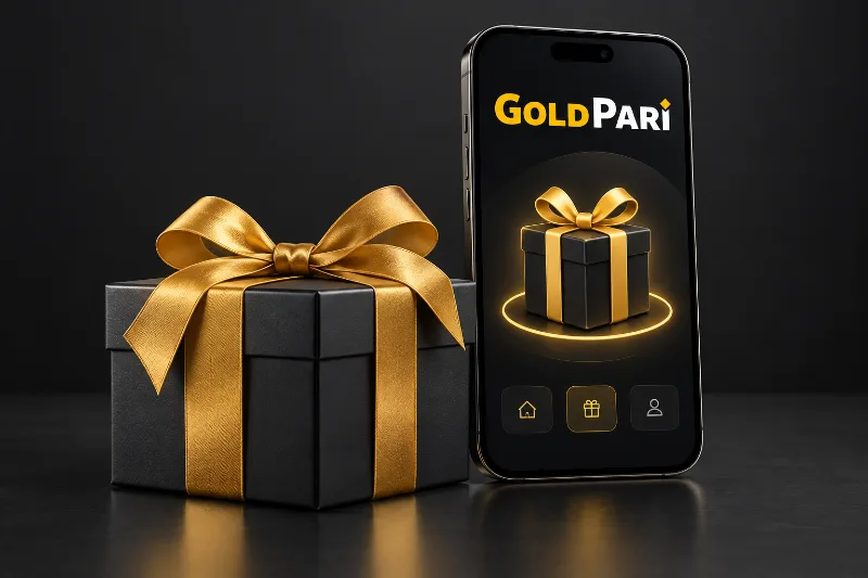 Gift box illustration for a Gold Pari welcome promotion